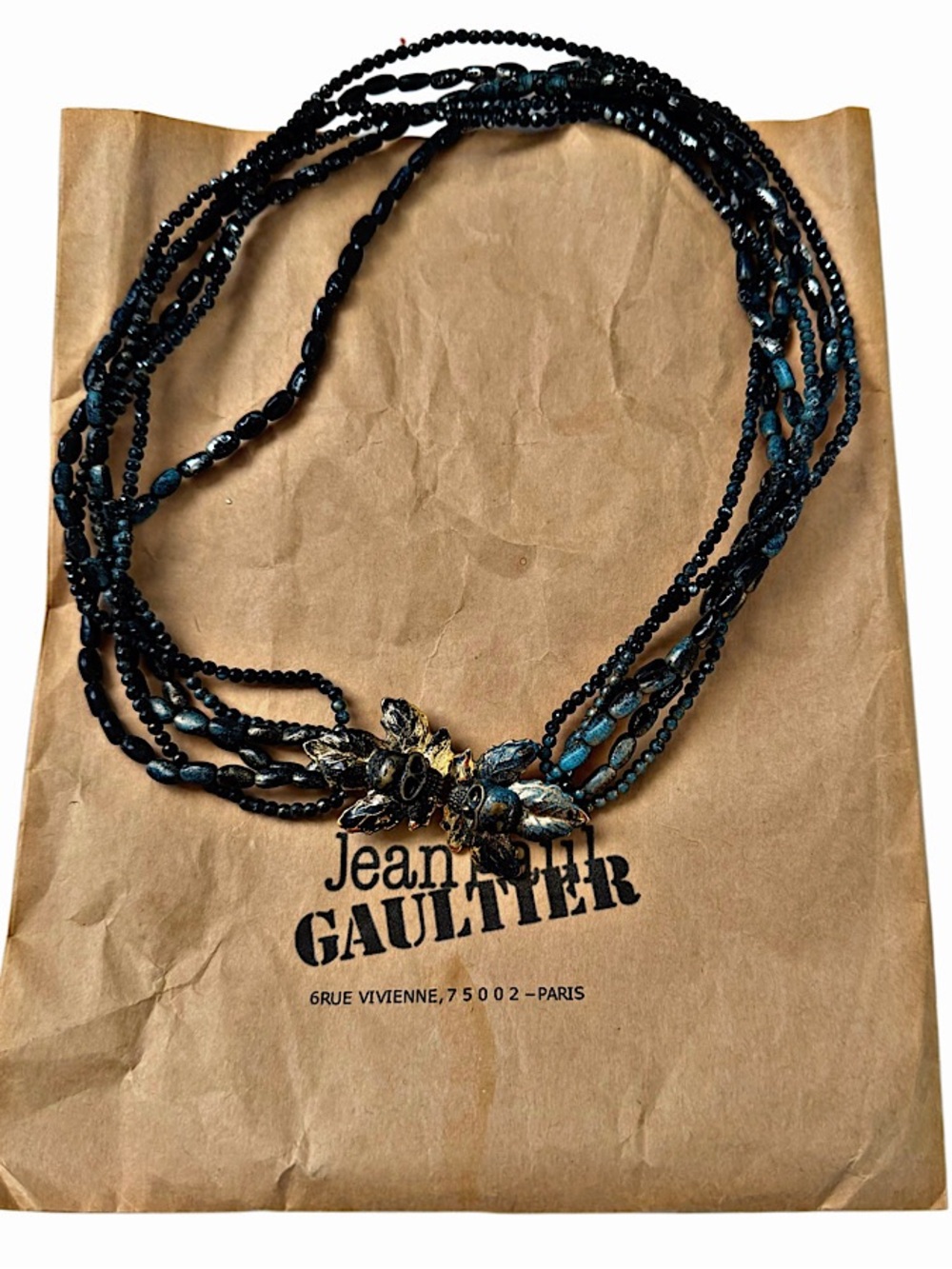 Authentic Jean Paul Gaultier Multi Strand Oxidized Skull Necklace